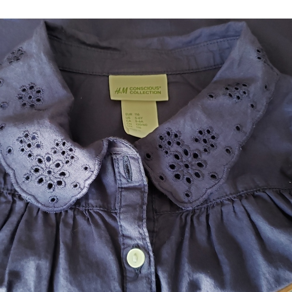 3 for $10 H & M Adorable Eyelet Collar Tie Waist Top size 5/6 years - Picture 4 of 4